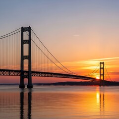 Mackinac Bridge at Sunrise - A Majestic Michigan Landmark.