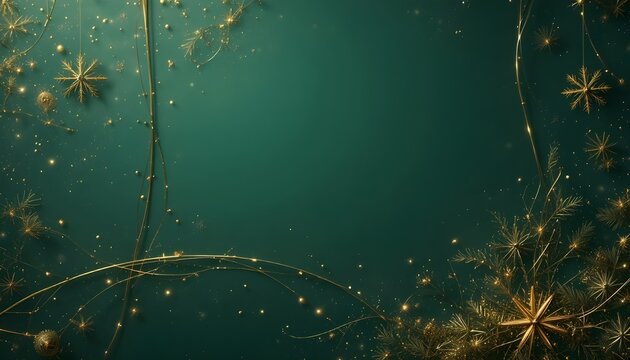 Luxury gold and green minimalist Christmas card, elegant festive design