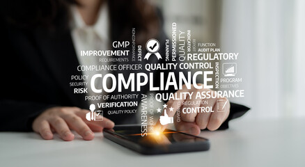 A business professional engages with a smartphone amidst a conceptual overlay focusing on...