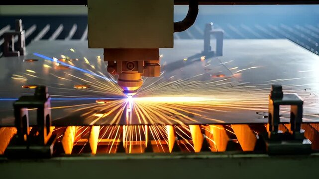 High-Precision Laser Cutting Machine Engaging Metal Sheet in Factory