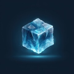 Obraz premium Glowing Blue Ice Cube Illustration on Dark Background.