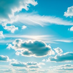 Sunlit Clouds - A Serene Skyward View.