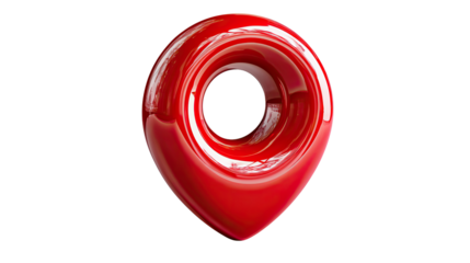 Red Location Icon: A shiny, 3D rendered red location pin icon, ideal for representing destinations, points of interest, or travel-related concepts.