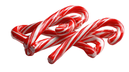 Sweet Holiday Treats: A close-up showcases a trio of classic candy canes, their vibrant red and white stripes creating a visual feast for the eyes and a promise of holiday sweetness.