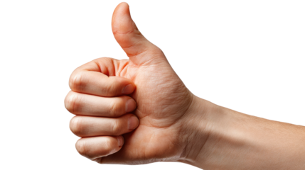 Thumbs Up gesture: a close-up image captures a hand gesturing a thumbs up sign, a universal symbol of approval, success, and agreement. A simple yet powerful image conveying positivity and support.