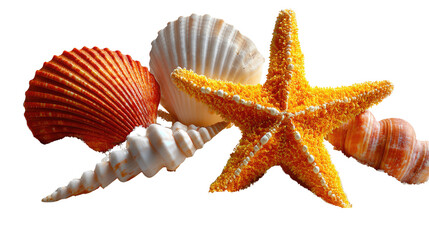 Seashells and Starfish: A delightful array of seashells and a striking starfish bask in the warm embrace of the sun, evoking feelings of serenity.