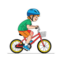 Boy Riding Bicycle Flat Vector