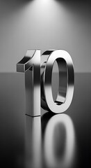 Metallic Number Ten - A Sleek and Modern Design on Reflective Surface.