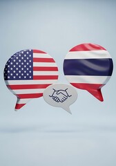 USA and Thailand Partnership - Flags in Speech Bubbles.