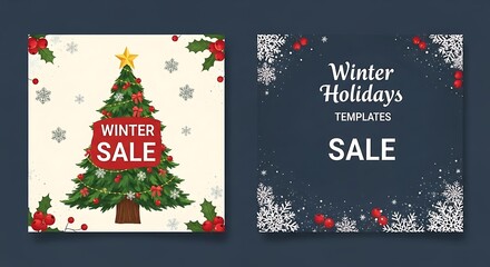 Winter Sale Templates - Holiday Season Promotion and Festive Design.