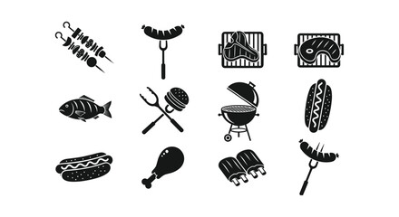 Collection of black and white beverage illustrations