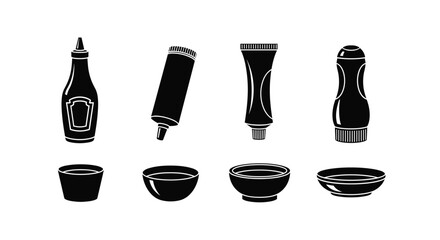 Collection of exotic tropical fruits in black and white illustration