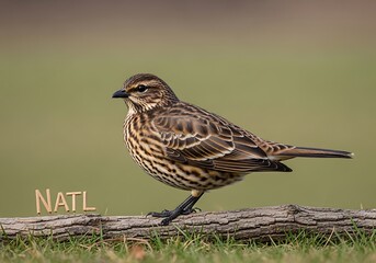 Female Red-winged Blackbird Perched on a Branch in Natural Habitat.