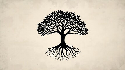 Stylized Tree of Life with Intricate Roots and Branches.