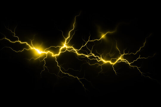 Electric Yellow Lightning Bolt Overlay with Black Background