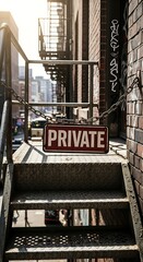 Private Property - Stairway to the Unknown in Urban Landscape.