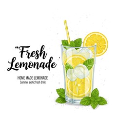 Fresh Lemonade - A Refreshing Summer Drink with Mint and Citrus.