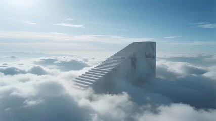 Staircase emerging from clouds into the sky