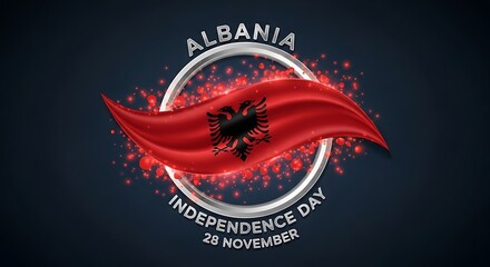 Albania Independence Day: Patriotic Flag with Sparkling Celebration Design
