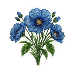 Flower Embroidery Stitch Art Design transparent background