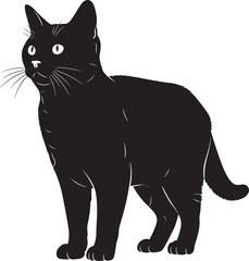 Elegant black cat silhouette standing alert with bright eyes a striking animal image for artistic and design projects
