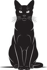 Obraz premium Sleek black cat silhouette sitting proudly striking pose elegant feline animal art pet companion cute domestic creature profile