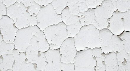 Obraz premium Cracked white paint surface texture reveals age and deterioration on wall