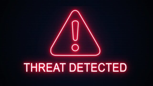 Threat detected alert icon with binary code background. The attention grabbing icon highlights the importance of digital safety in today's interconnected world.