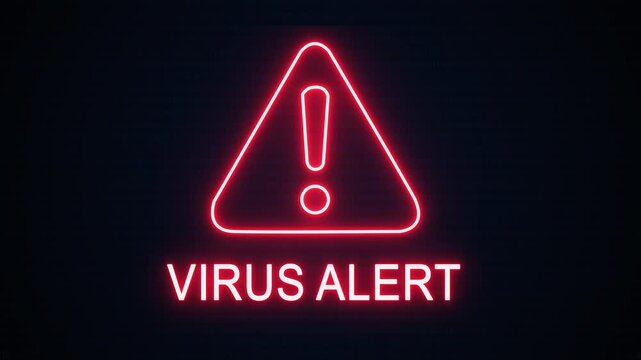 Virus alert icon with binary code background. The attention grabbing icon highlights the importance of digital safety in today's interconnected world.