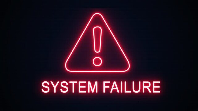 System failure alert icon with binary code background. The attention grabbing icon highlights the importance of digital safety in today's interconnected world.