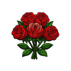 Red rose flower embroidery stitch art design transparent background