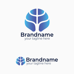 Abstract Brain Tree Logo Vector Design. Modern Mind Growth and Nature Connection Symbol. Creative Technology, Health, and Education Corporate Identity Logotype