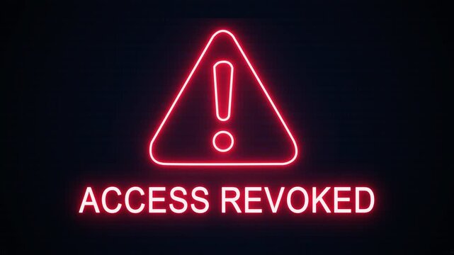 Access revoked alert icon with binary code background. The attention grabbing icon highlights the importance of digital safety in today's interconnected world.