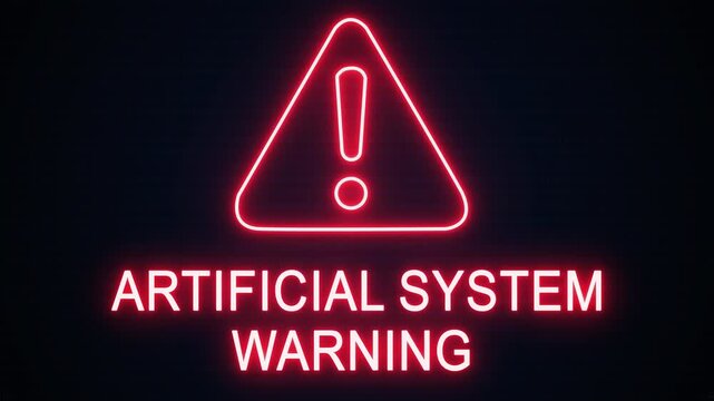 Artificial system warning alert icon with binary code background. The attention grabbing icon highlights the importance of digital safety in today's interconnected world.