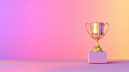 Fototapeta premium Golden trophy on a colorful background showcasing achievements, rewards, and success in competitive fields, perfect for celebration and motivation themes