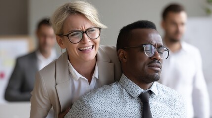 Tense Business Meeting with Emotions, Emotionally Charged Office Environment, Colleagues Reacting to Conflict and Stress in the Workplace