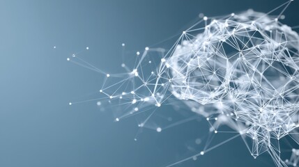 Abstract network connections and digital brain model in a futuristic style representing artificial intelligence and machine learning concepts