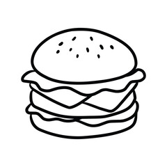 Cheeseburger Line Art Illustration