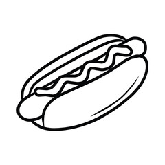 Hot Dog with Mustard Line Art Illustration
