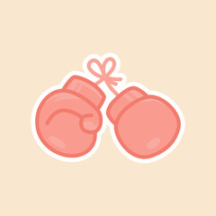Pair of Tied Boxing Gloves Sticker for Gym and Fighting Themes Isolated Vector Flat Illustration