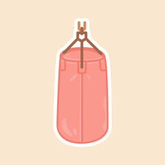 Hanging Punching Bag Sticker for Boxing and Kickboxing Training Isolated Vector Flat Illustration