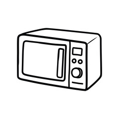 Obraz premium Kitchen Microwave Oven - Home Appliance Outline Vector Icon