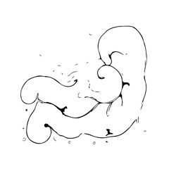 Delicate fluidity abstract composition of liquid element flowing and swirling creating a graceful