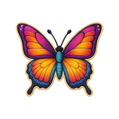 Butterfly Patch Embroidery Design with transparent background