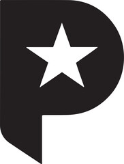 Graphic design featuring a stylized white star within a black abstract shape symbolizing excellence isolated on transparent background