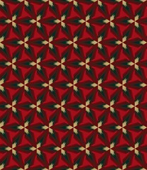 Seamless pattern with a vintage design featuring red floral and geometric ornaments, perfect for fabric or wallpaper texture