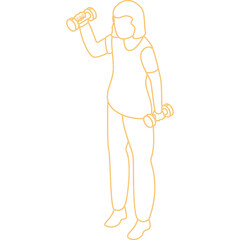 Line Art Of A Woman In Sportswear Doing Bicep Curls With Dumbbells On Transparent Background A Healthy Lifestyle Concept