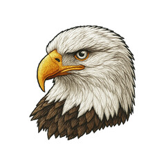 Eagle head patch embroidery design with transparent background