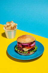Modern Dining: Minimalist Burger Presentation