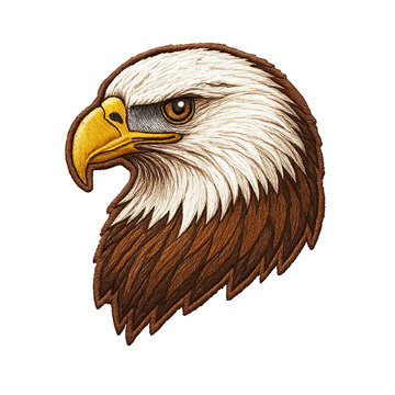 Eagle head patch embroidery design with transparent background